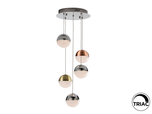 Lámpara Colgante LED Sphere 5 Luces 24W Cromo y Cobre Schuller - vista principal | Schuller