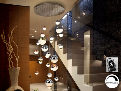 Lámpara Colgante LED Sphere 27 Luces Ø80 cm Dimable Cromo Schuller en ambiente decorado | Schuller
