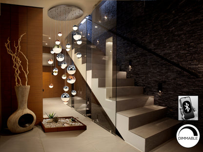 Lámpara Colgante LED Sphere 27 Luces Ø80 cm Dimable Cromo Schuller en ambiente decorado | Schuller