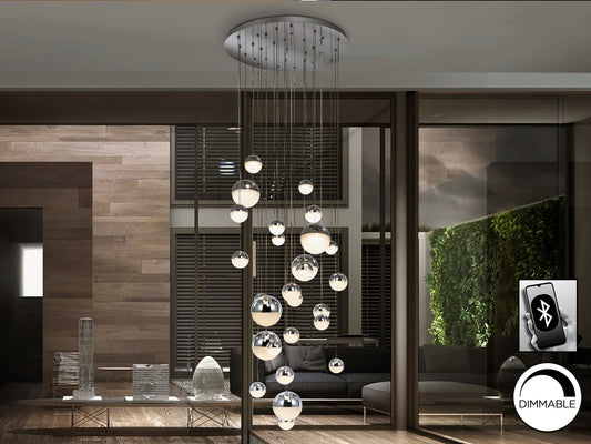 Lámpara Colgante LED Sphere Ø80 cm 27 Luces Cromo CCT Schuller - vista principal | Schuller