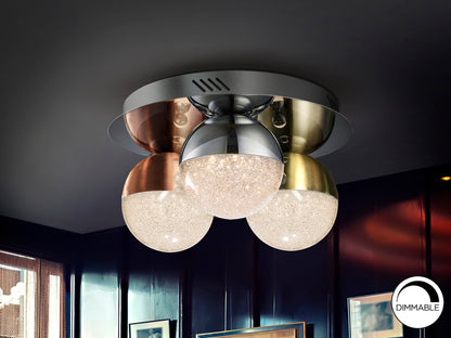 Plafón de Techo LED Sphere 30 cm Cromo y Cobre Dimable Schuller en ambiente decorado | Schuller