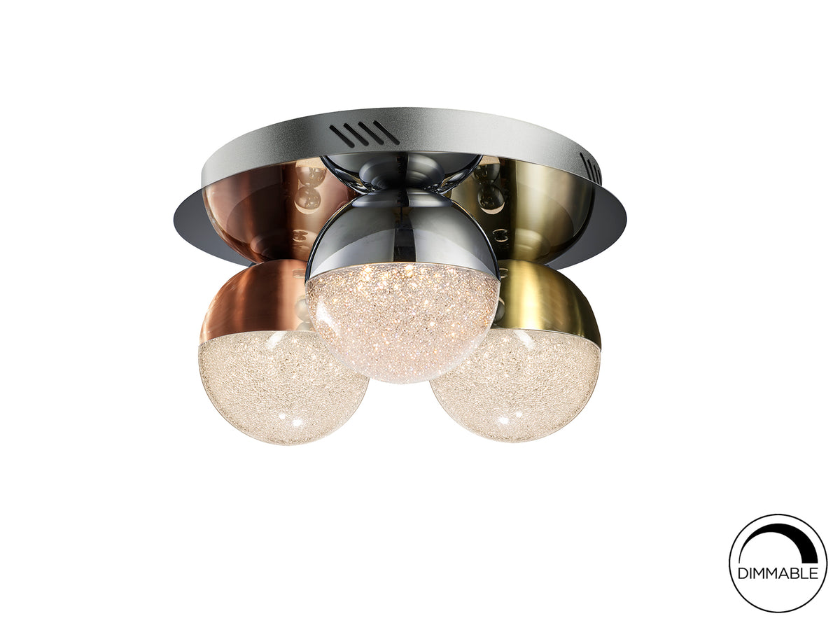 Plafón de Techo LED Sphere 30 cm Cromo y Cobre Dimable Schuller en ambiente decorado | Schuller