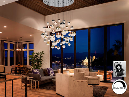 Lámpara Colgante LED Sphere Ø140 cm Dimable 55 Luces Schuller en ambiente decorado | Schuller