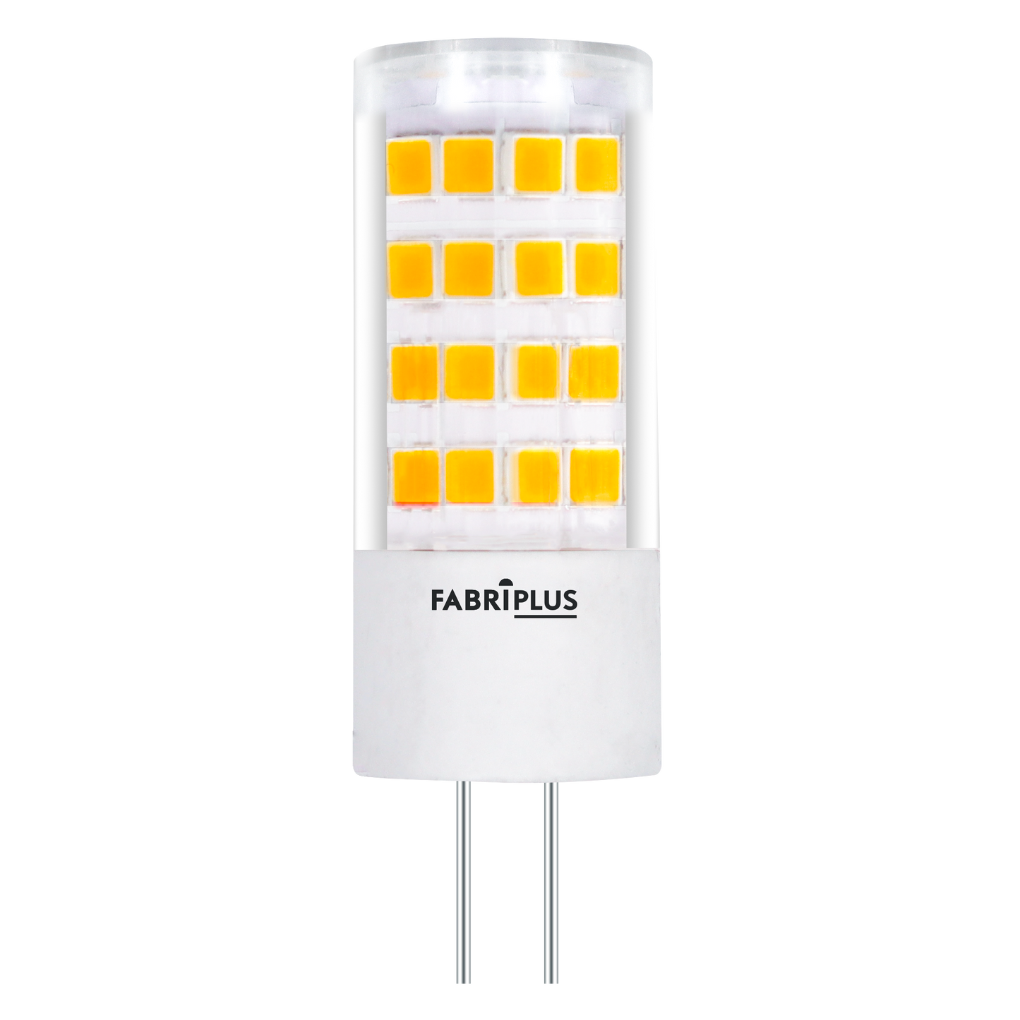 Bombilla G4 2.5W 6000K 12V Fabriplus de Fabrilamp, luz blanca fría, vista frontal.