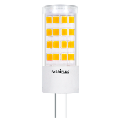 Bombilla G4 2.5W 6000K 12V Fabriplus de Fabrilamp, luz blanca fría, vista frontal.