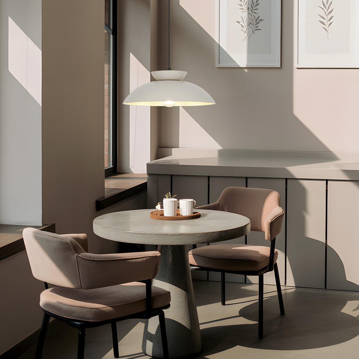 Colgante IDEA Beige instalado en ambiente salón - Vista decorativa