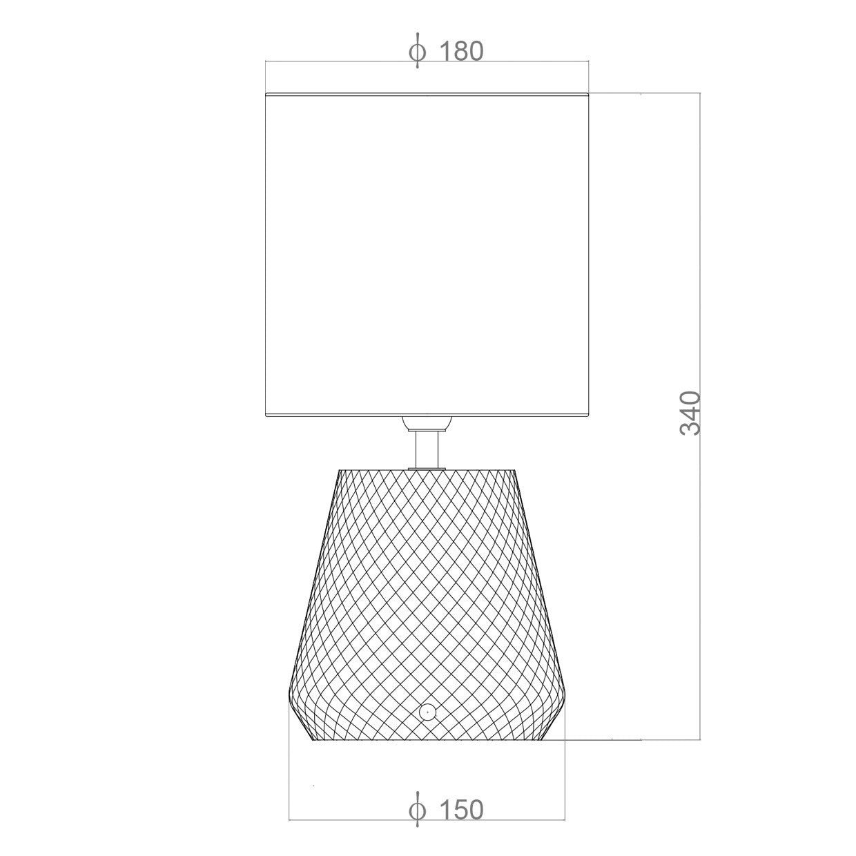 Detalle de pantalla tela y base ámbar de la lámpara Glow ALEMAR