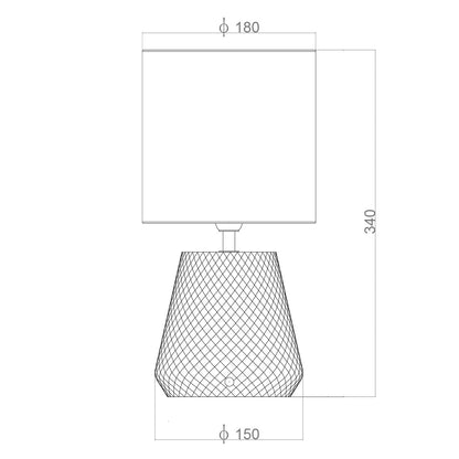 Detalle de pantalla tela y base ámbar de la lámpara Glow ALEMAR