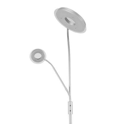 Lámpara de pie GENOVA fabricada en metal color plata, ideal para lectura