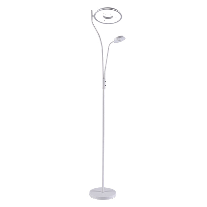 Lámpara de pie LED GENOVA BELAIR 8001 WHT con brazo de lectura, ideal para iluminar y leer.