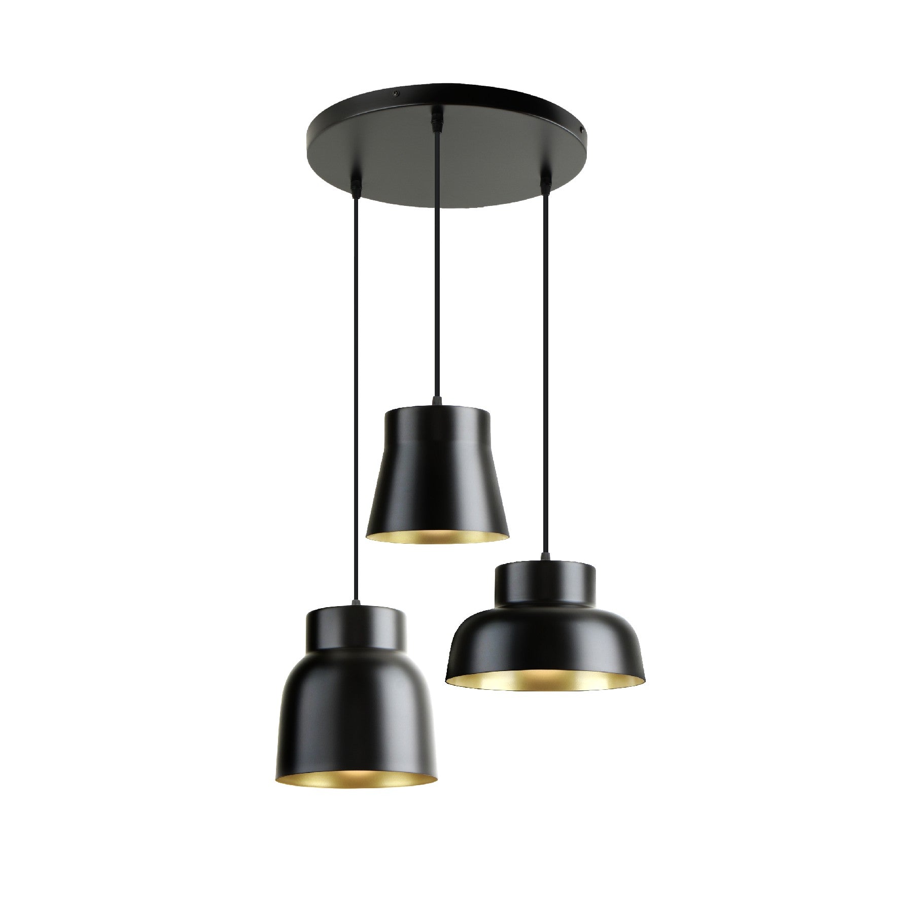 Lámpara Colgante Redonda Vulcano 3 Luces Negro/Oro - Schuller - 13581 - Vista 4