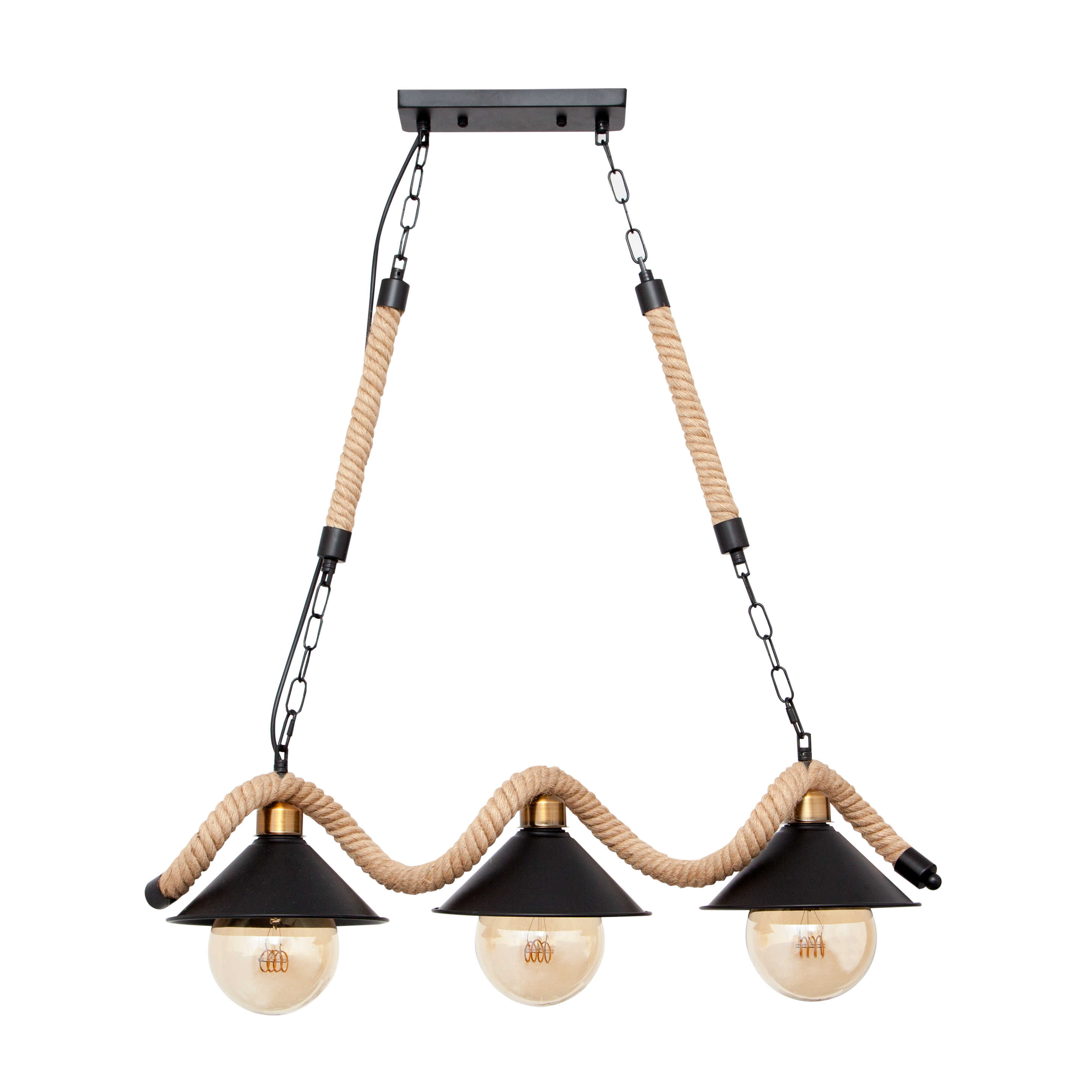 Lámpara colgante CABO fabricada en cuerda de cáñamo color negro