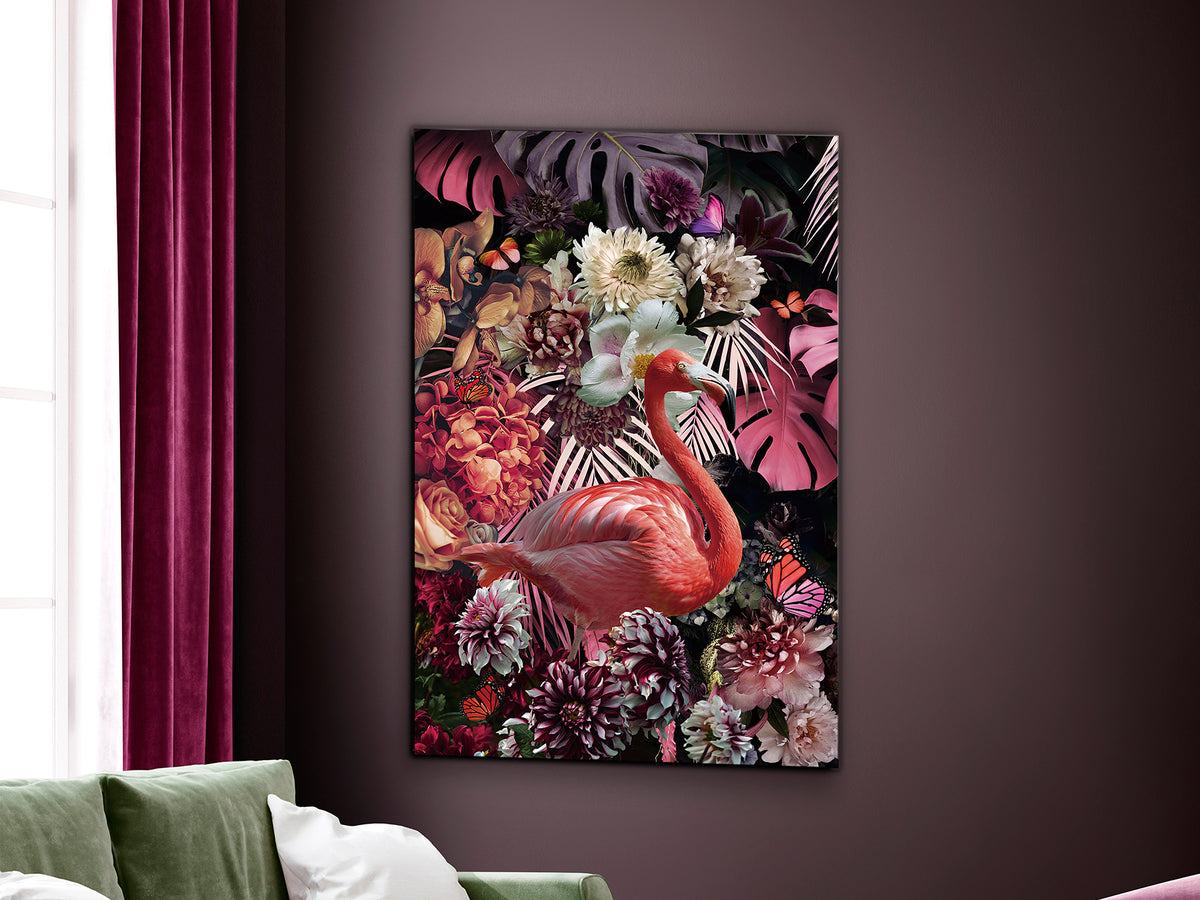 Fotografía Impresa en Cristal Templado Flamenco 80x120 cm Schuller en ambiente decorado | Schuller