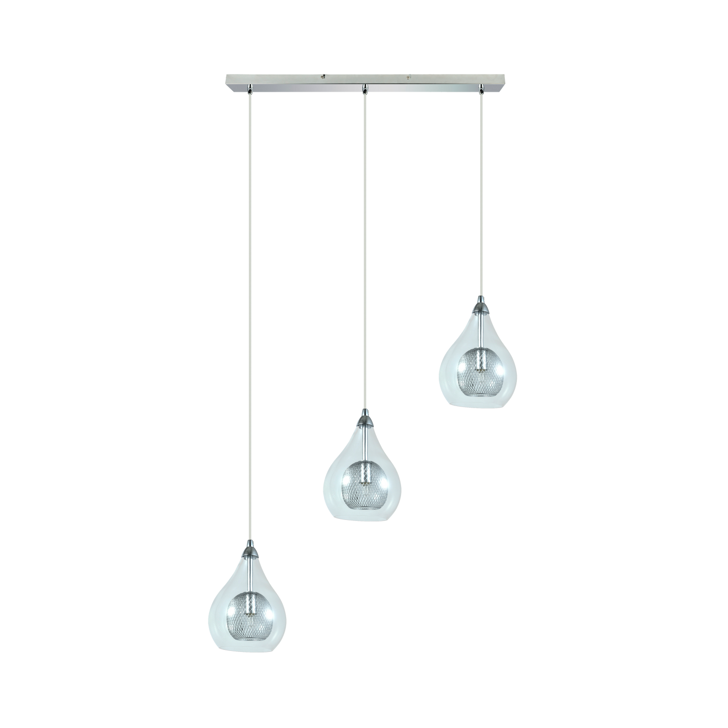 Elegante lámpara de techo cromada ideal para salón o sala de estar