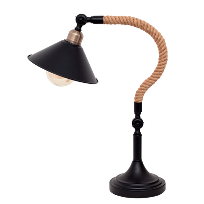 Lámpara Cabo fabricada en cuerda color negro, ideal para salón