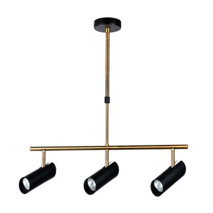 Lámpara Marrakech fabricada en metal color negro y cuero, ideal para iluminación interior