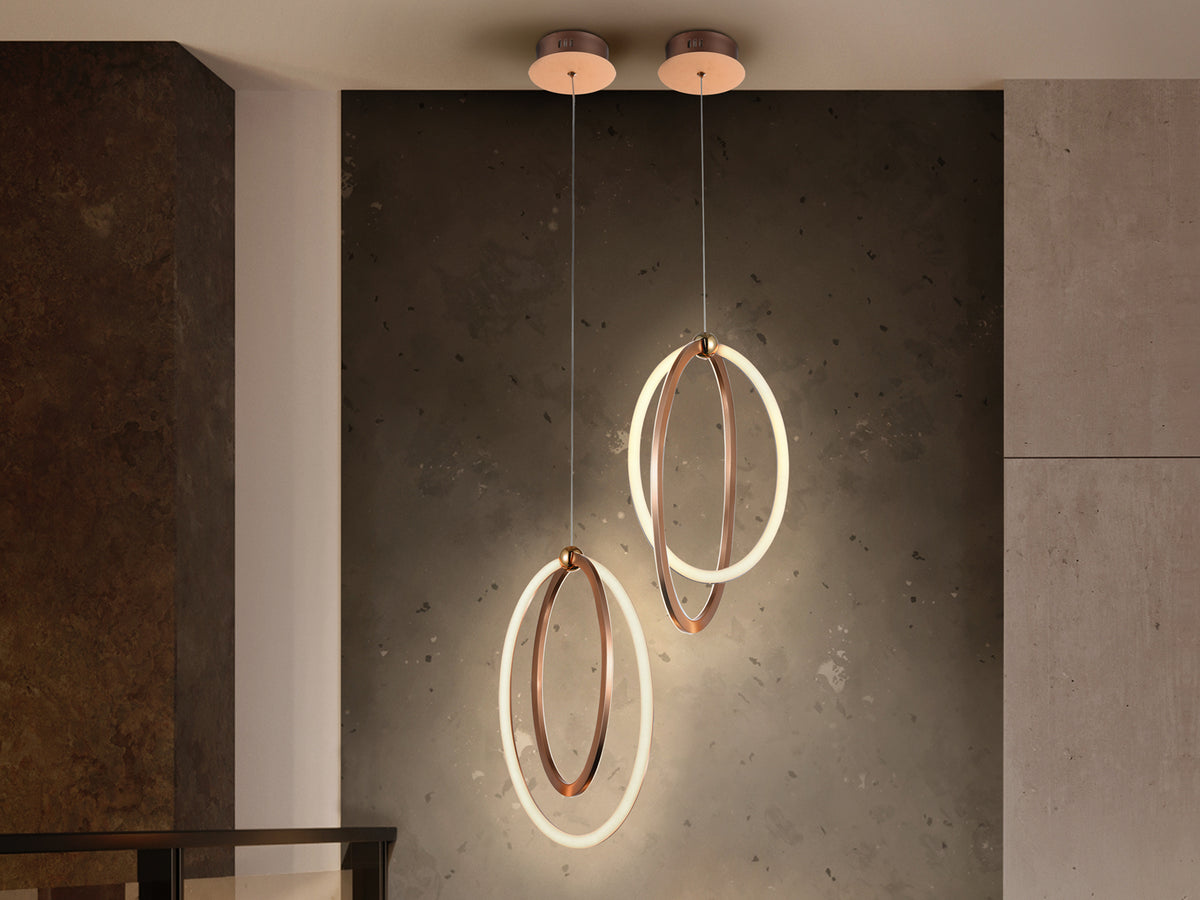 Lámpara Colgante LED Ocellis 22W Oro Rosa Schuller en ambiente decorado | Schuller