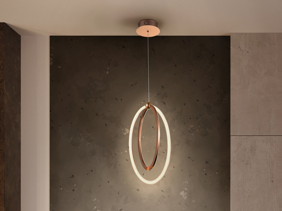 Lámpara Colgante LED Ocellis 22W Oro Rosa Schuller en ambiente decorado | Schuller