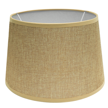 Pantalla Irene E27 Beis 40x30x25 conica abierta, vista frontal. Fabrilamp en luzguru.com