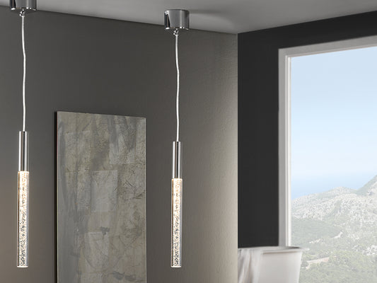 Lámpara Colgante LED Cosmo 5W Cromo Brillo y Acrílico Schuller en ambiente decorado | Schuller