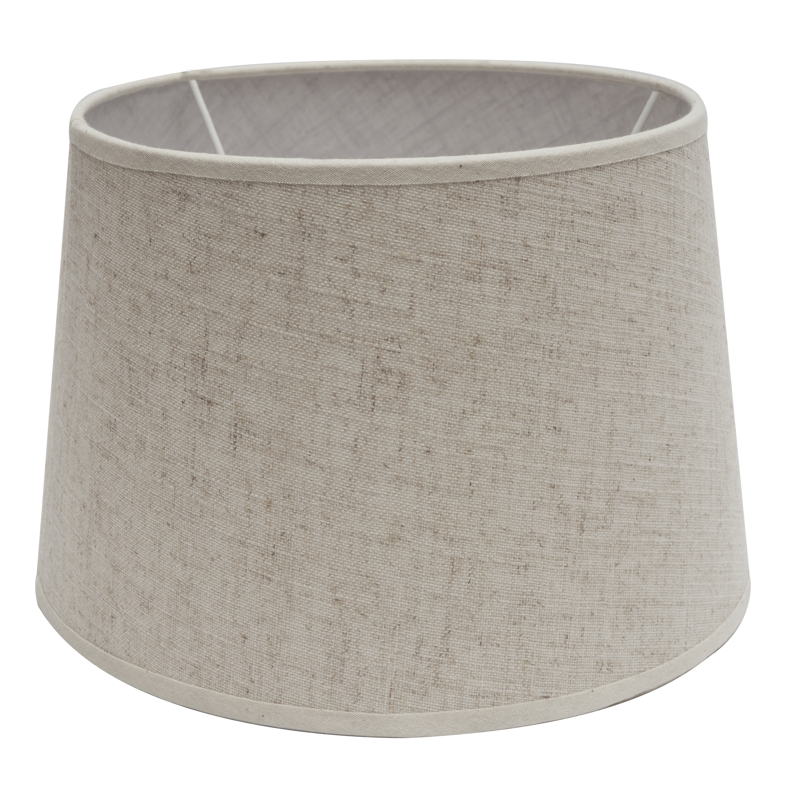 Pantalla Agueda E27 Beige, vista frontal, diseño conico abierto, material textil lino.