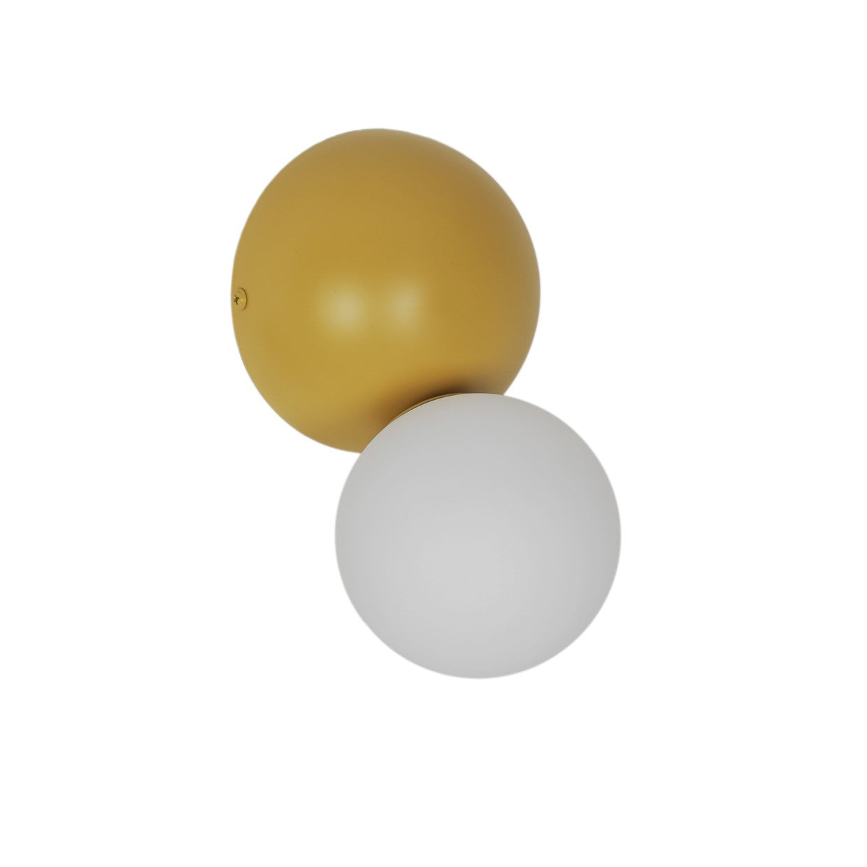 Detalle de tulipa opal y base del aplique Mint amarillo ALEMAR - Vista lateral