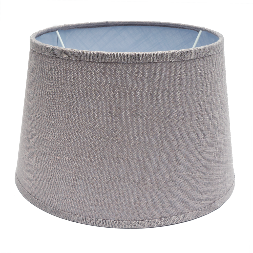Pantalla Agueda Gris E27 - Vista frontal, diseño conico abierto, material textil lino.