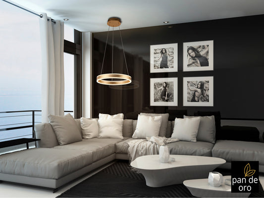 Lámpara Colgante LED Helia 50 cm Pan de Oro Schuller en ambiente decorado | Schuller