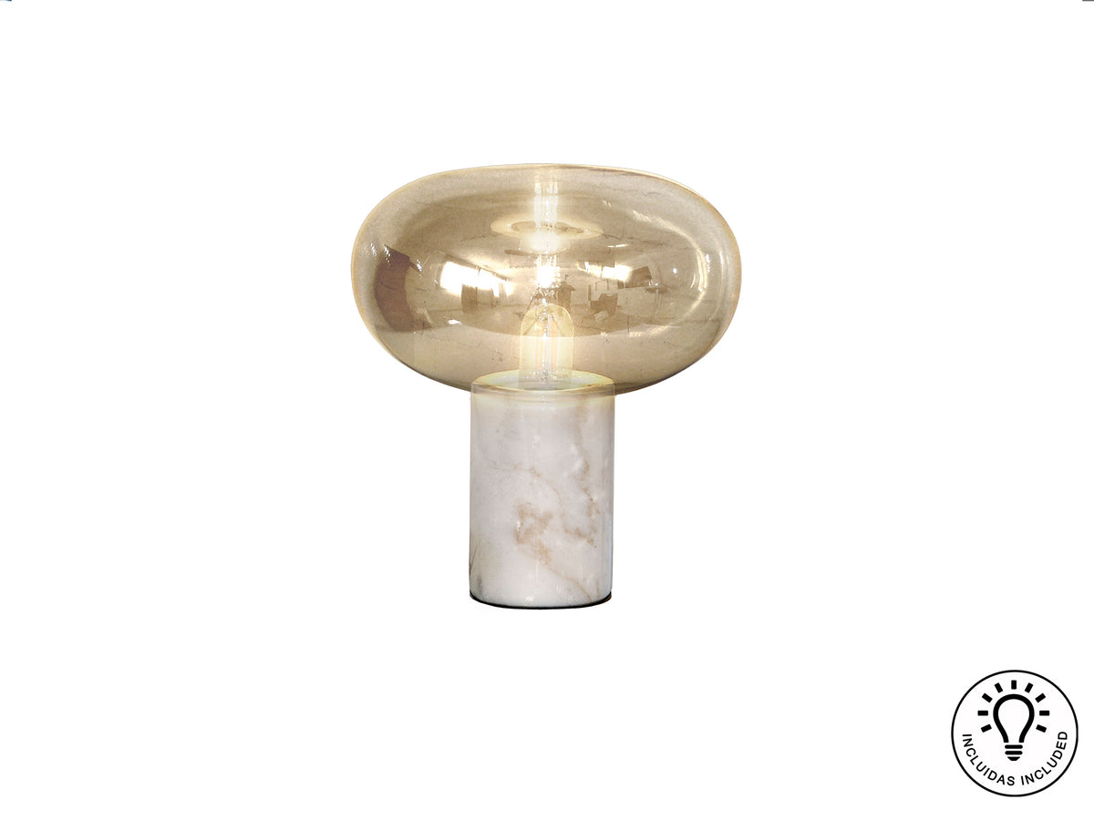 Lámpara de Sobremesa Fungi 40 cm Mármol Blanco y Ámbar Schuller en ambiente decorado | Schuller