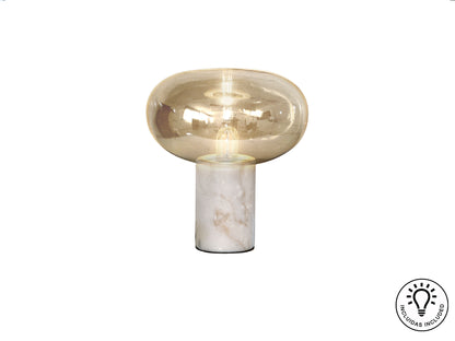 Lámpara de Sobremesa Fungi 40 cm Mármol Blanco y Ámbar Schuller en ambiente decorado | Schuller