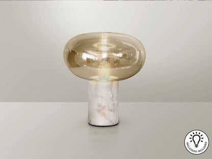 Lámpara de Sobremesa Fungi 39 cm Mármol Blanco y Ámbar Schuller en ambiente decorado | Schuller
