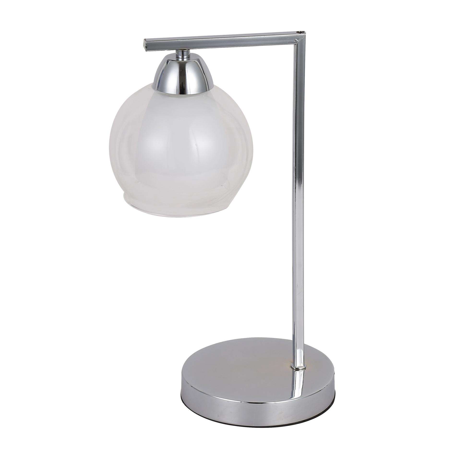 Lámpara de sobremesa con tulipa doble de cristal transparente y blanco
