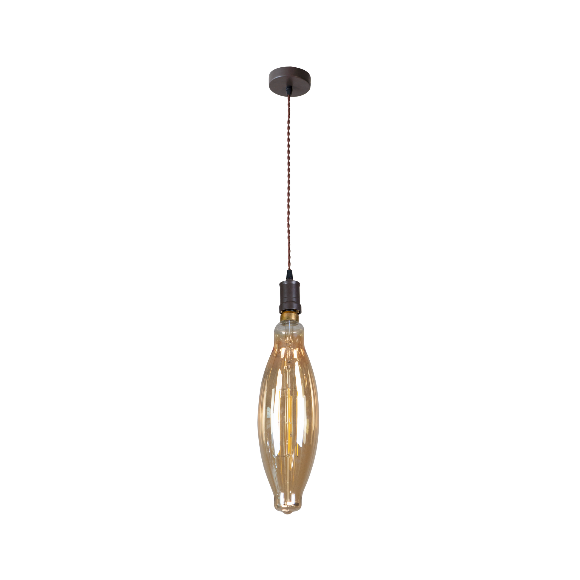 Lámpara colgante marrón ámbar con estilo vintage, ideal para sala de estar