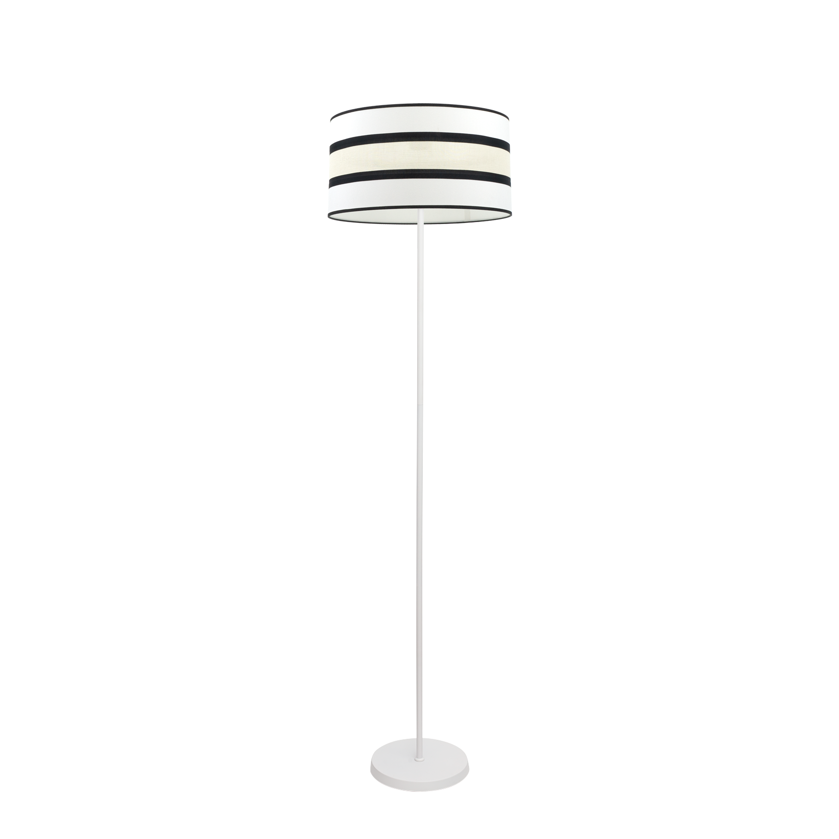 Lámpara de pie Karla fabricada en metal y textil color blanco y beis