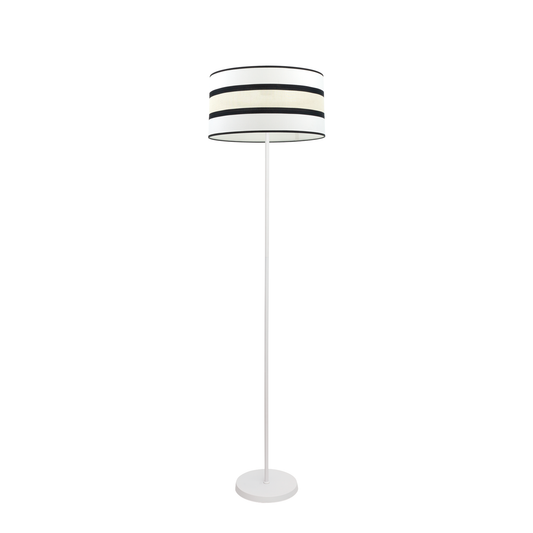 Lámpara de pie Karla fabricada en metal y textil color blanco y beis