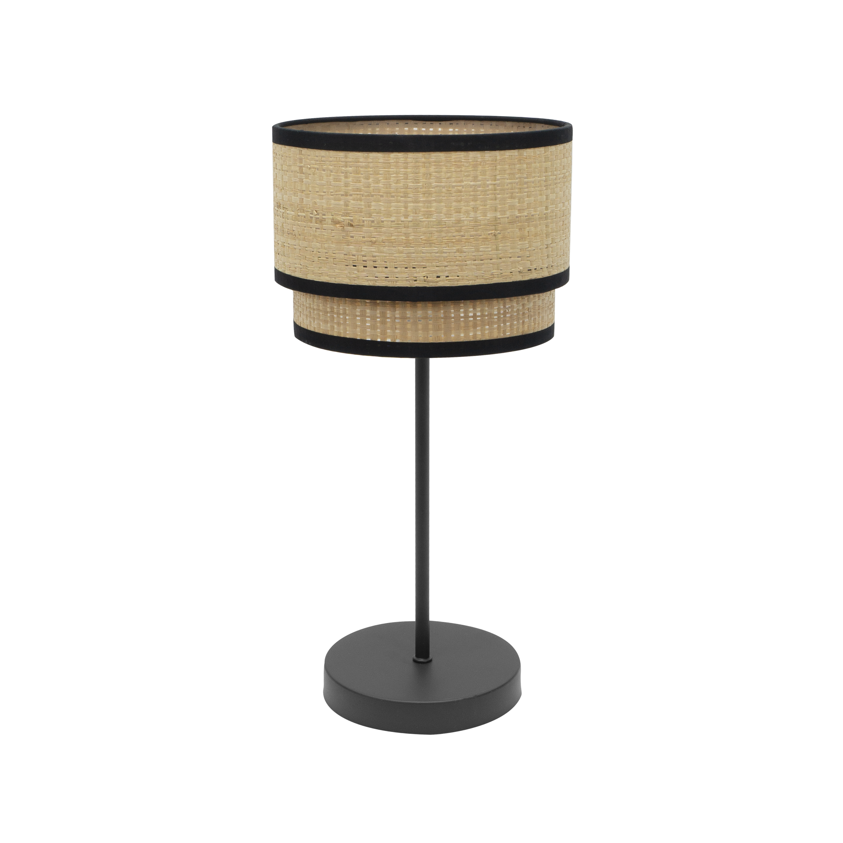 Lámpara Roque fabricada en metal y textil color negro natural