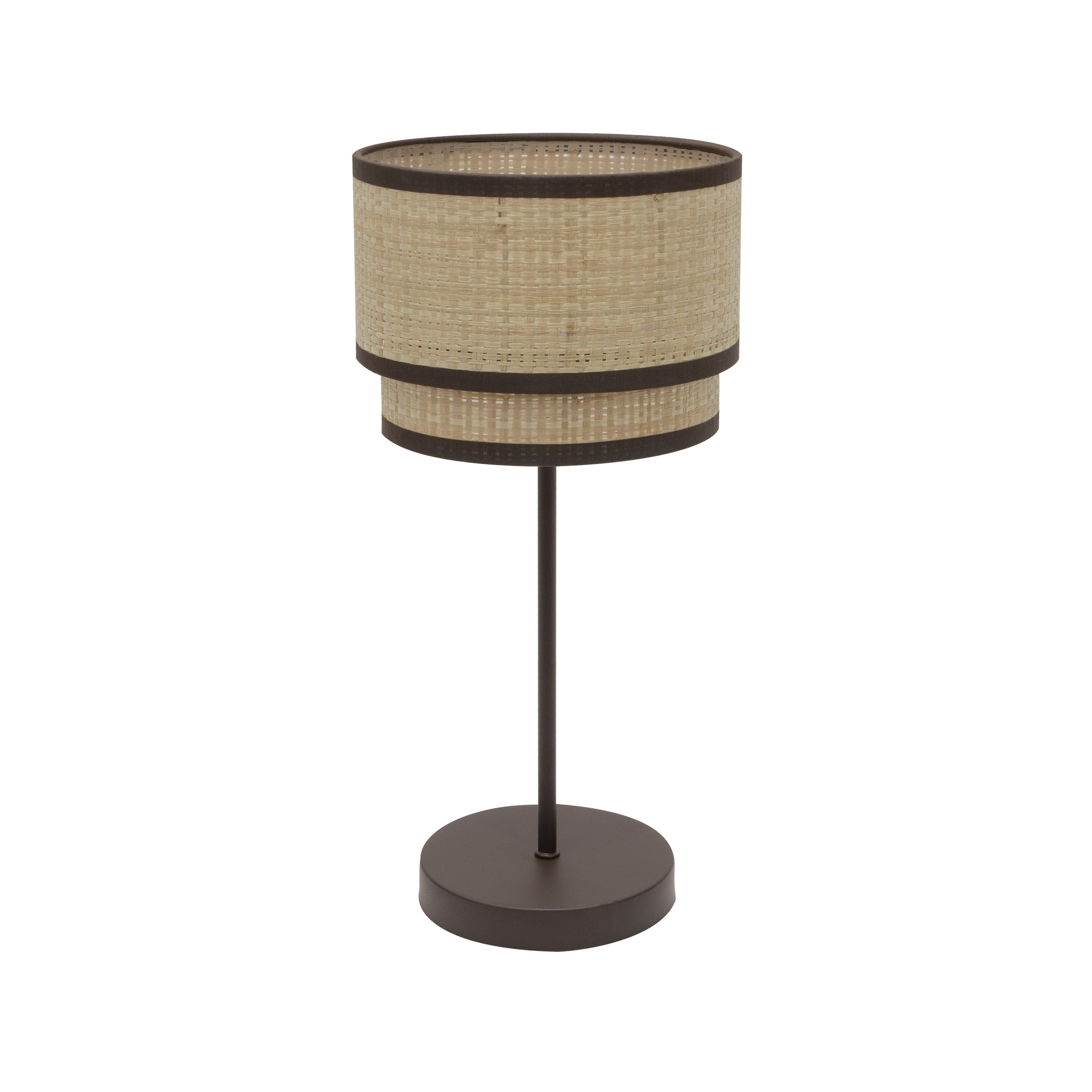 Sobremesa ROQUE fabricada en metal color marrón y textil natural.