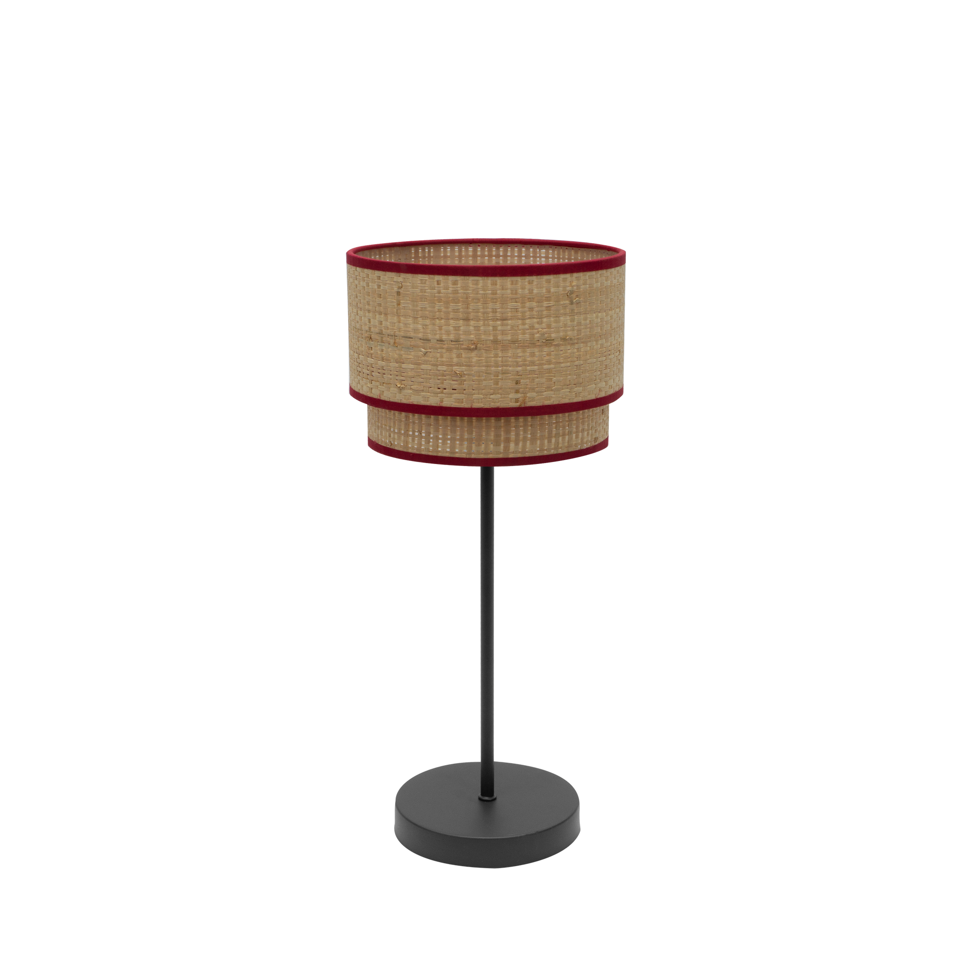 Sobremesa Roque Natural/Rojo E14 de Fabrilamp/Abrila. Diseño elegante y funcional para tu hogar.