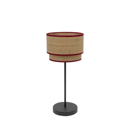 Sobremesa Roque Natural/Rojo E14 de Fabrilamp/Abrila. Diseño elegante y funcional para tu hogar.