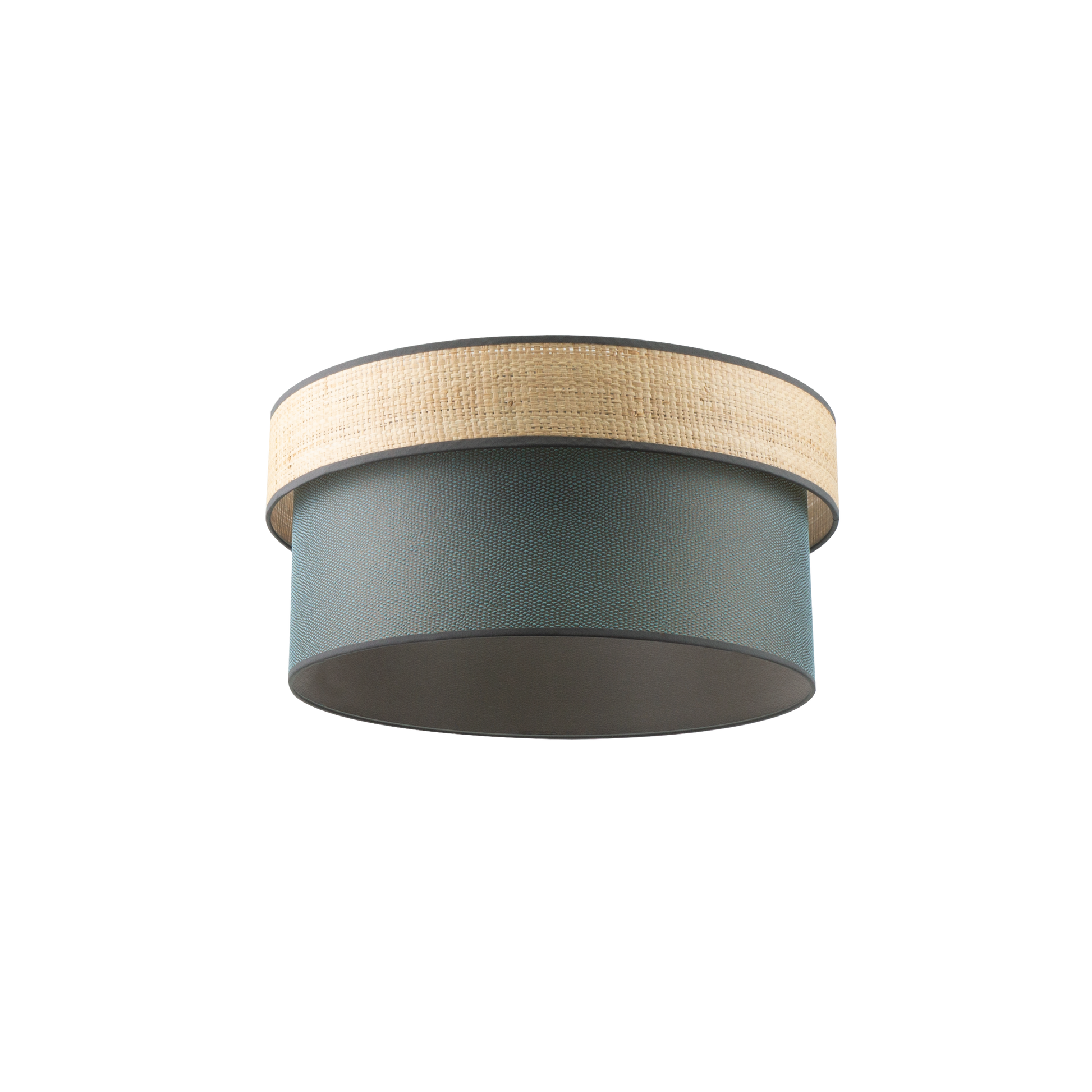 Pantalla colgante doble fabricada en natural y verde, ideal para iluminar tu hogar