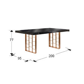 Medidas de Mesa de Comedor Vita de Schuller (Vita) en color Gris Antracita y Oro Rosa con sobre lacado brillo - Ref 857147.
