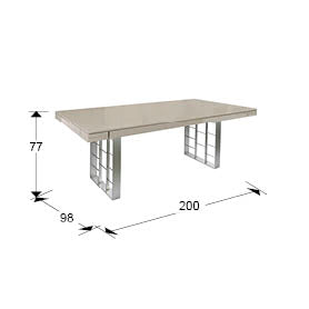Medidas de Mesa de Comedor Vita de Schuller (Vita) en color Gris Ceniza y Plata con patas de diseño geométrico - Ref 857178.
