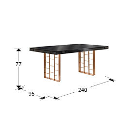 Medidas de Mesa de Comedor Vita de Schuller (Vita) en color Gris Antracita y Oro Rosa con patas metálicas decorativas - Ref 857246.
