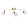 Regleta de 3 luces opal dorado envejecido ALEMAR - Vista principal con tulipas cristal