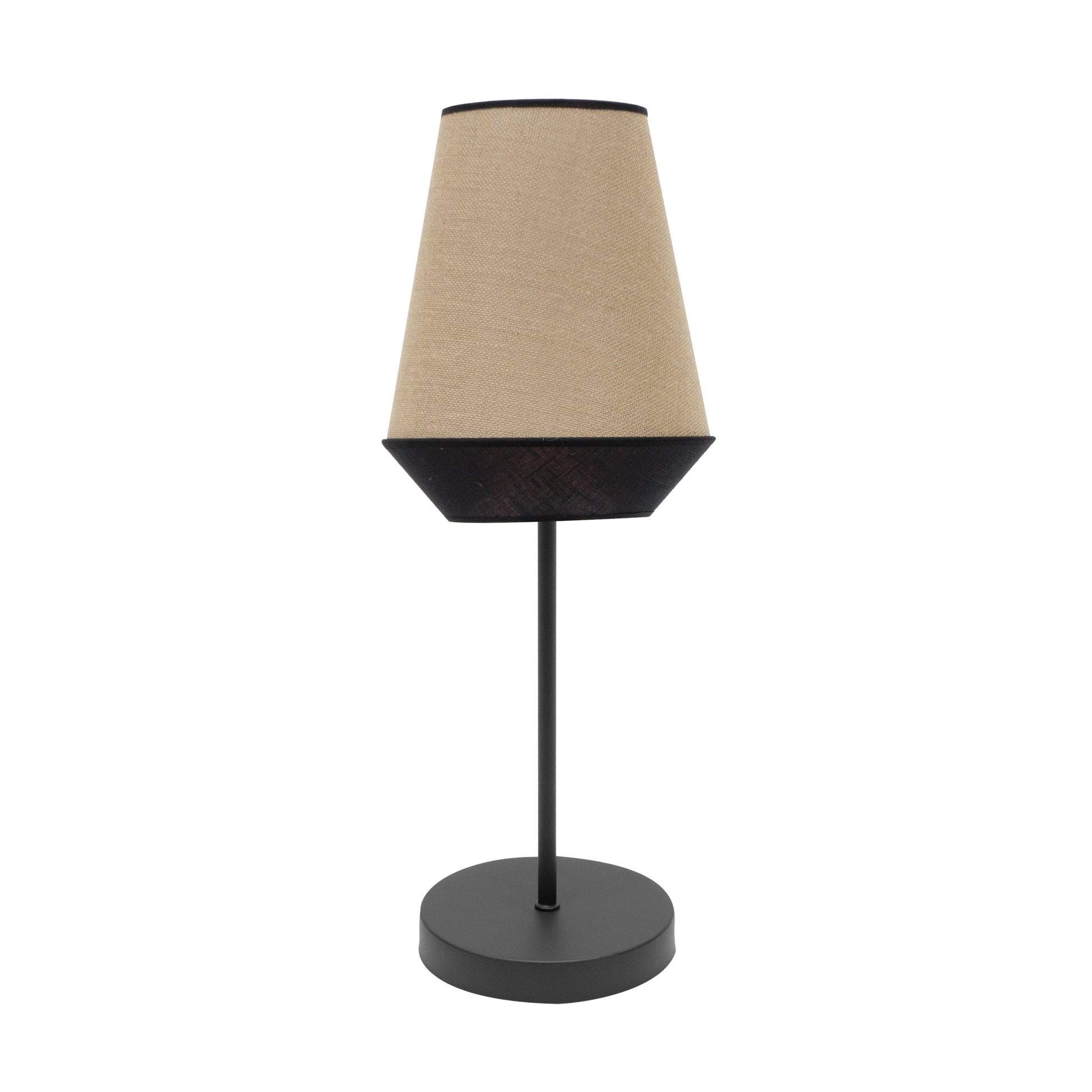 Sobremesa Campana Saco/Negro E14 de Fabrilamp, vista frontal. Iluminación elegante para tu hogar.