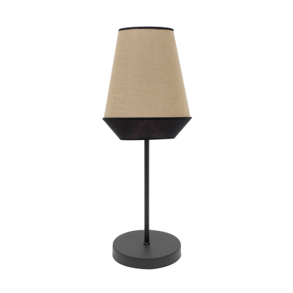 Sobremesa Campana Saco/Negro E14 de Fabrilamp, vista frontal. Iluminación elegante para tu hogar.