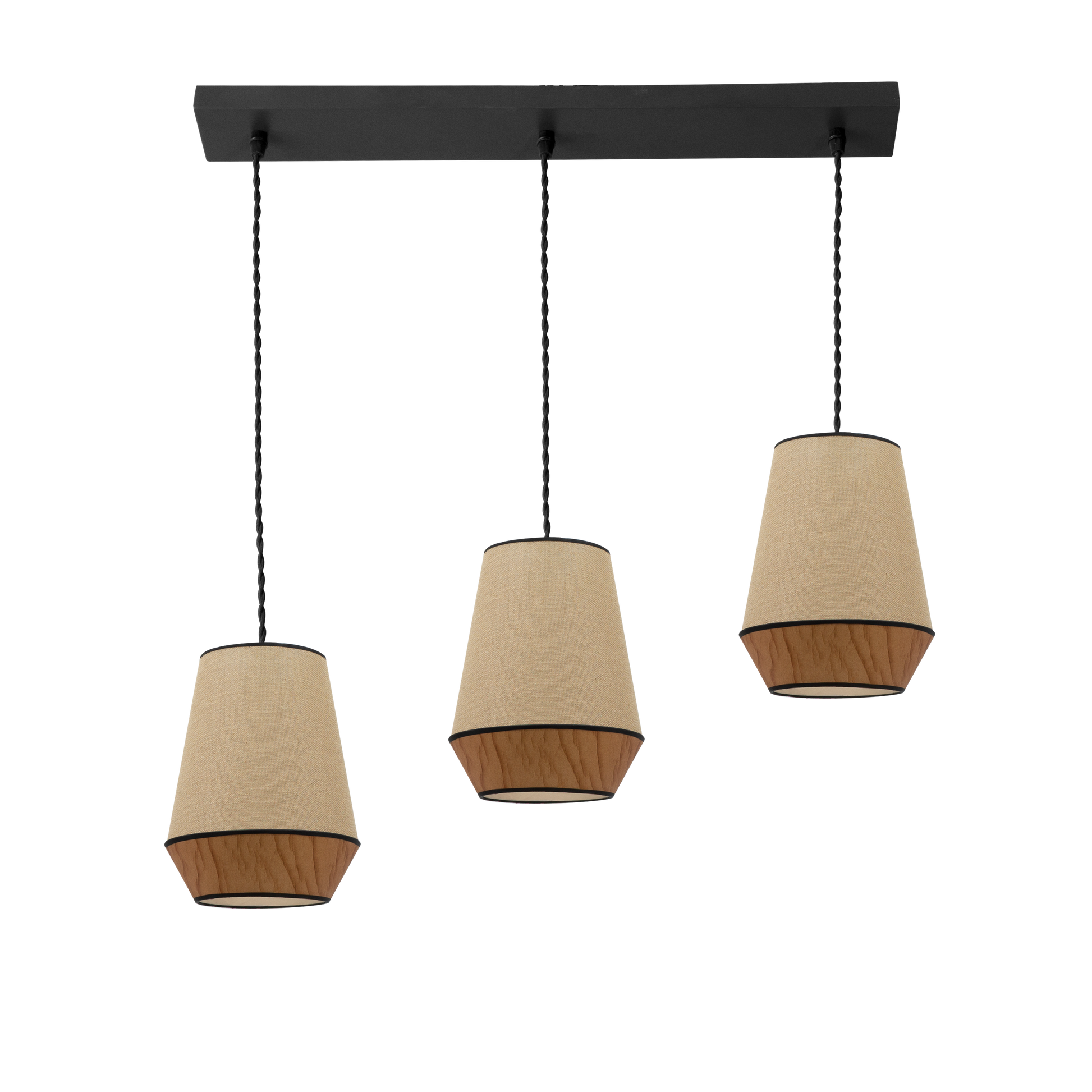 Regleta Campana fabricada en Metal color Negro y Textil Saco/Marrón