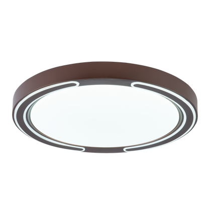 Plafón LED Asher Marrón 48W, vista frontal, diseño moderno y elegante de Fabrilamp.