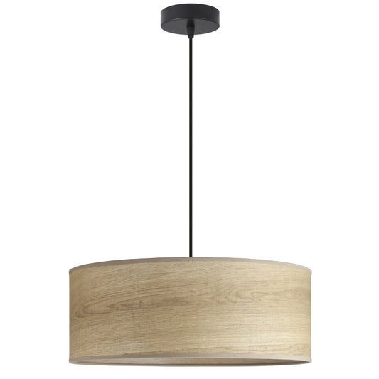 Lámpara colgante Mera efecto madera ALEMAR - Vista principal con pantalla cilíndrica