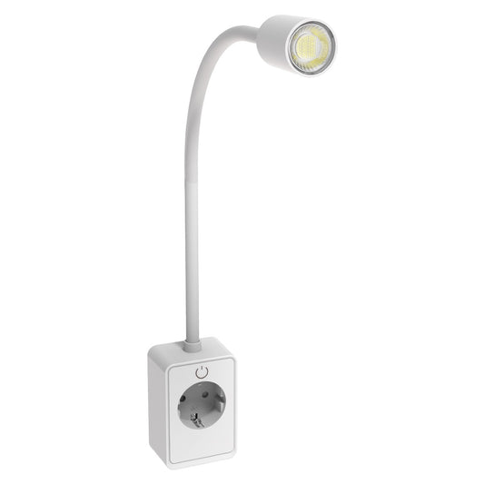 Flexo USB LED regulable ANT blanco ALEMAR - Vista principal con puertos